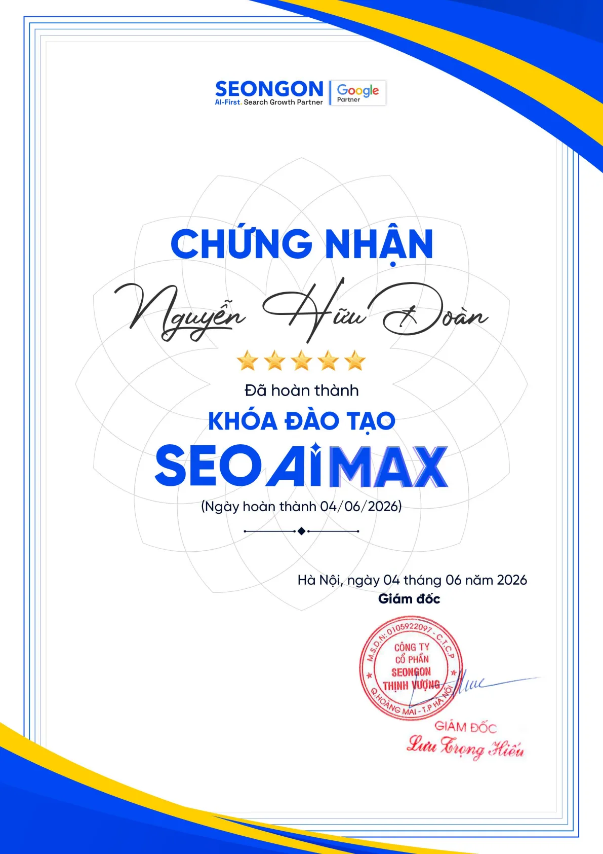 chứng chỉ hoàn thành khóa học seo webp