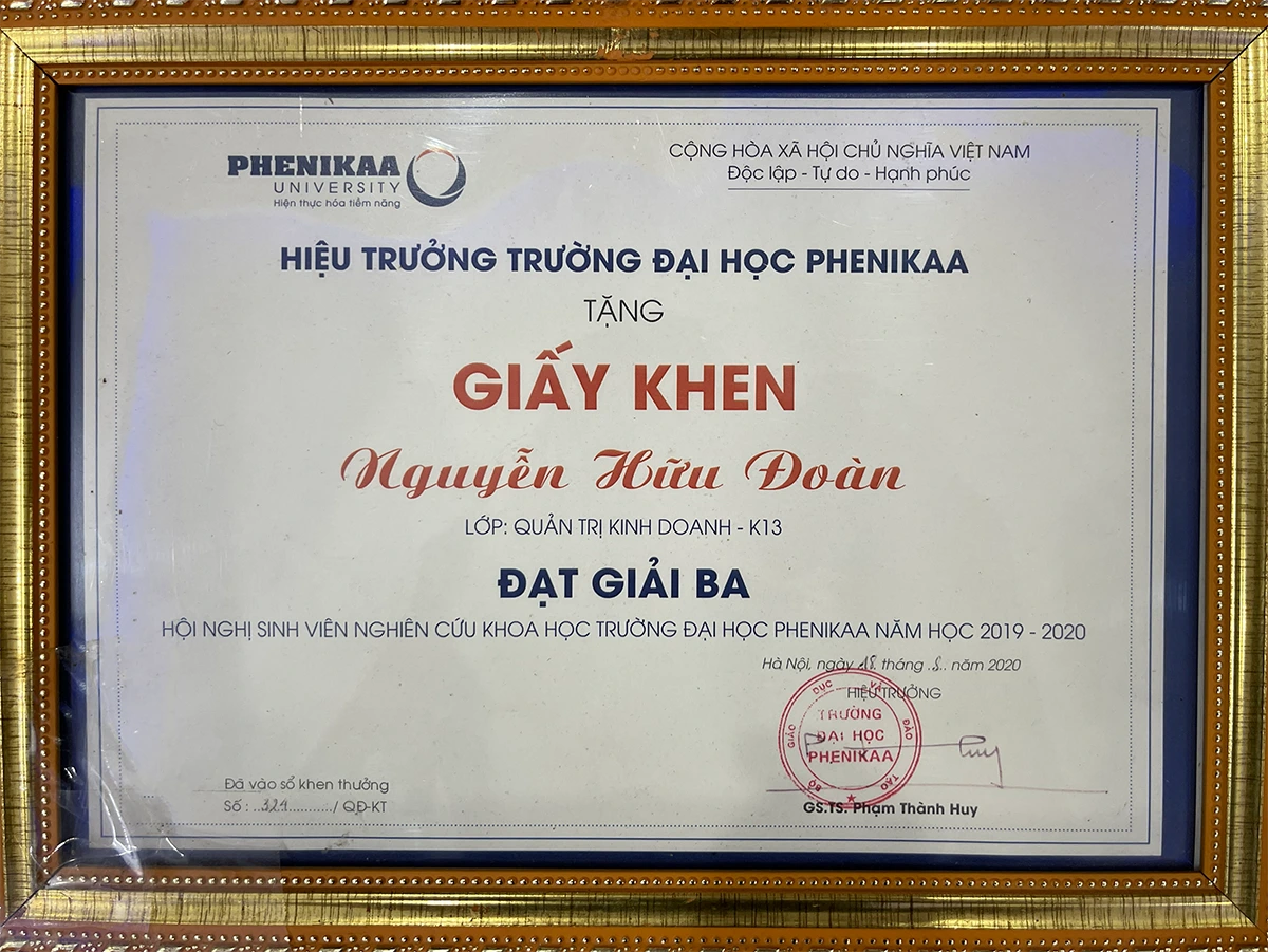 Bằng khen về hoạt động NCKH